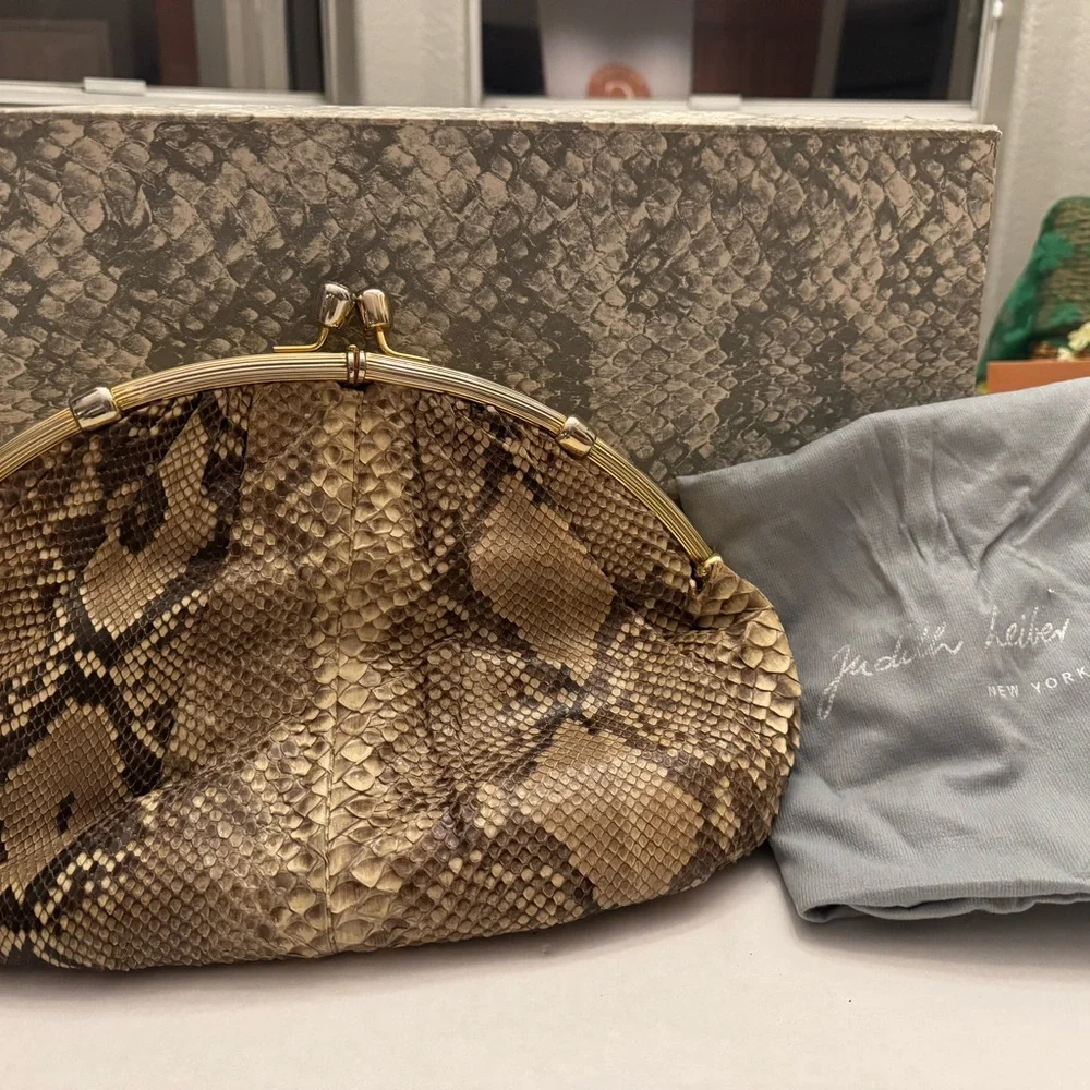 Elegant Brown Snakeskin Clutch